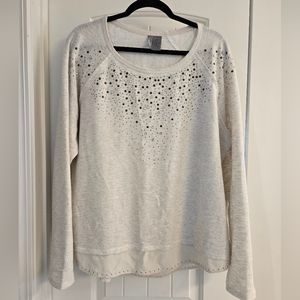 New Directions Weekend Layered Look Light Terry Sweatshirt / Top, 1X. Off-white